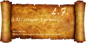 Lézinger Ferenc névjegykártya